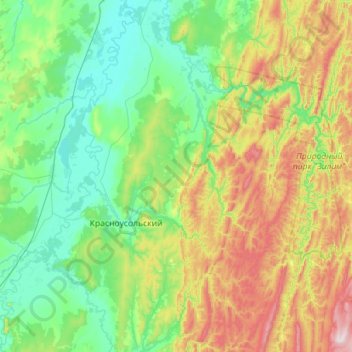 Топографическая карта Гафурийский район, высота, рельеф