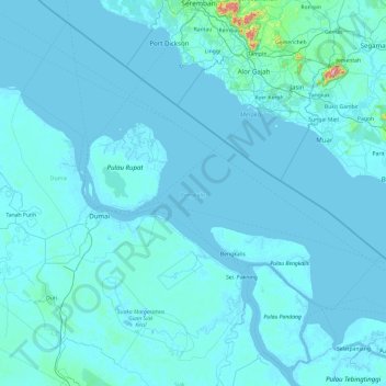 Топографическая карта Bengkalis, высота, рельеф