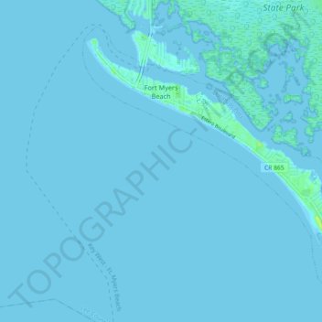 Топографическая карта Fort Myers Beach, высота, рельеф