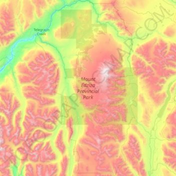 Топографическая карта Mount Edziza Provincial Park, высота, рельеф