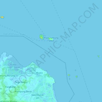 Топографическая карта Pulau Untung Jawa, высота, рельеф