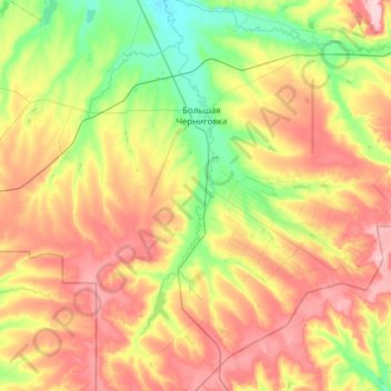 Топографическая карта Большая Глушица, высота, рельеф