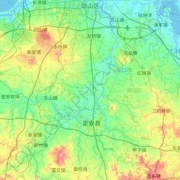 Топографическая карта Qiongshan District, высота, рельеф