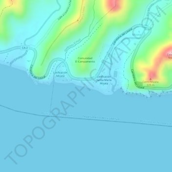 Топографическая карта Playa Mizata, высота, рельеф