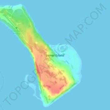 Топографическая карта James Island, высота, рельеф