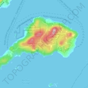 Топографическая карта Keats Island, высота, рельеф