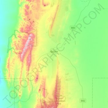Топографическая карта Quorn, высота, рельеф