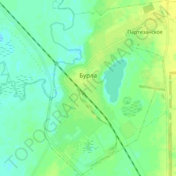 Топографическая карта Бурла, высота, рельеф