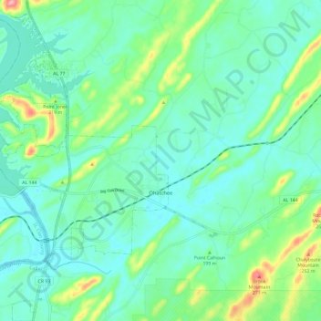 Топографическая карта Ohatchee, высота, рельеф