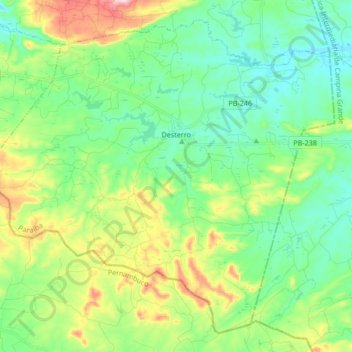 Топографическая карта Desterro, высота, рельеф