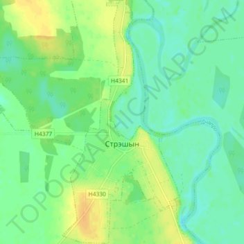 Топографическая карта Стрешин, высота, рельеф