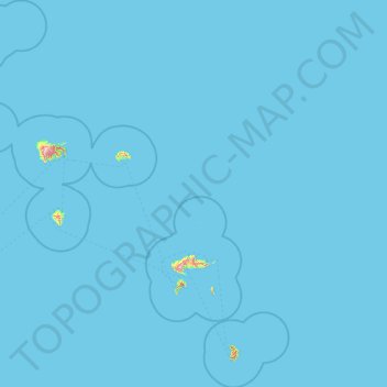 Топографическая карта Îles Marquises, высота, рельеф