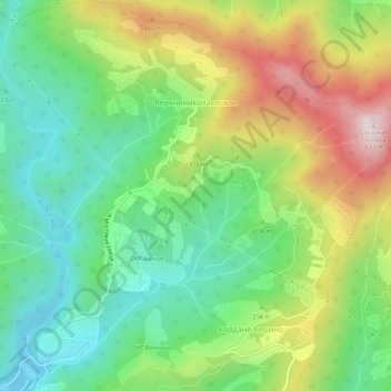 Топографическая карта Верхнениколаевское, высота, рельеф