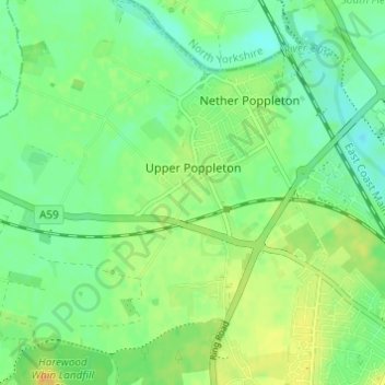 Топографическая карта Upper Poppleton, высота, рельеф