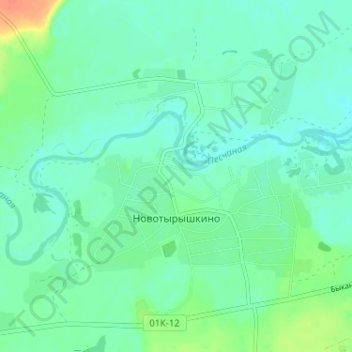 Топографическая карта Новотырышкино, высота, рельеф