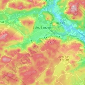 Топографическая карта Saint-Sauveur, высота, рельеф