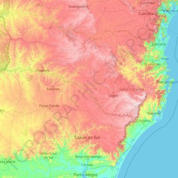Топографическая карта Santa Catarina, высота, рельеф
