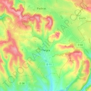 Топографическая карта Thégra, высота, рельеф