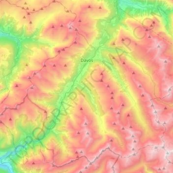 Топографическая карта Давос, высота, рельеф