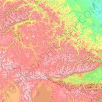 Топографическая карта Сойотское сельское поселение, высота, рельеф