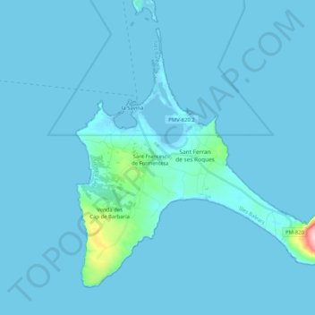 Топографическая карта Formentera, высота, рельеф