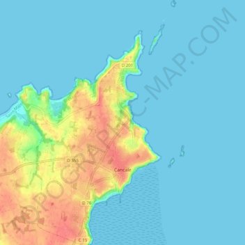 Топографическая карта Cancale, высота, рельеф