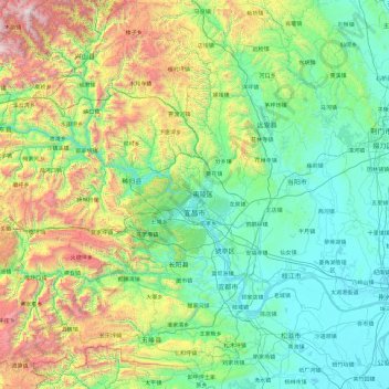 Топографическая карта Ичан, высота, рельеф