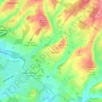 Топографическая карта Upham, высота, рельеф