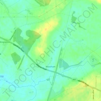 Топографическая карта Woodham, высота, рельеф