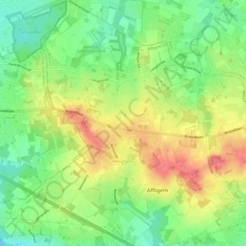 Топографическая карта Hekelgem, высота, рельеф