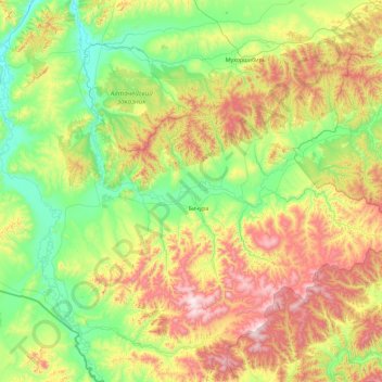 Топографическая карта Бичурский район, высота, рельеф