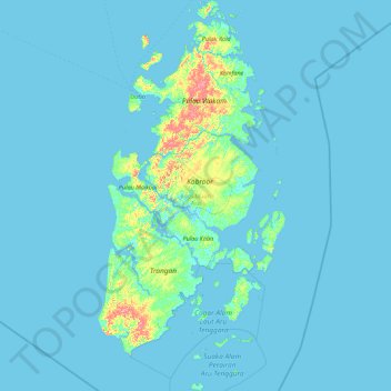 Топографическая карта Aru Islands, высота, рельеф