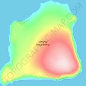 Топографическая карта остров Генриетты, высота, рельеф
