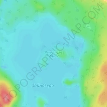 Топографическая карта Полуостров Избное, высота, рельеф