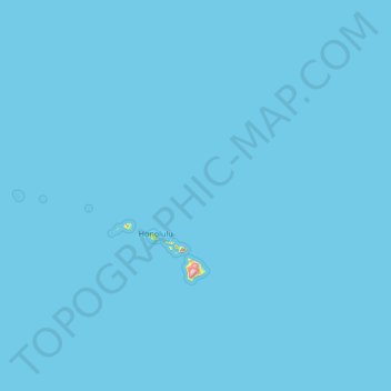 Топографическая карта Гавайи, высота, рельеф