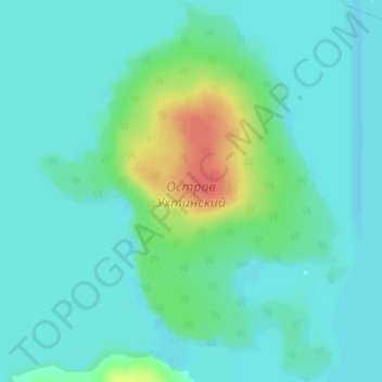 Топографическая карта Остров Ухтинский, высота, рельеф