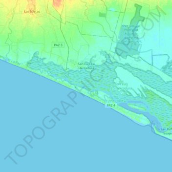 Топографическая карта San Luis La Herradura, высота, рельеф