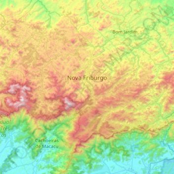 Топографическая карта Nova Friburgo, высота, рельеф