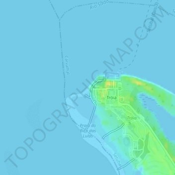 Топографическая карта Praia de Tróia, высота, рельеф