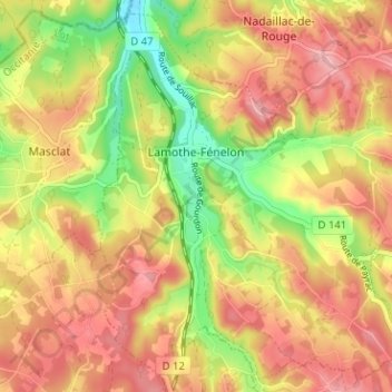 Топографическая карта Lamothe-Fénelon, высота, рельеф