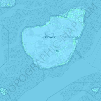 Топографическая карта Pellworm, высота, рельеф