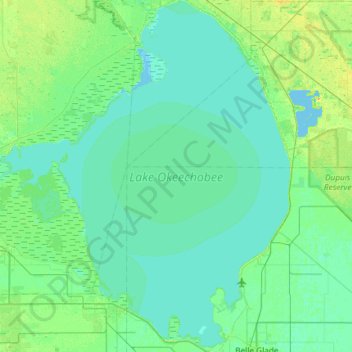 Топографическая карта Lake Okeechobee, высота, рельеф