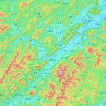 Топографическая карта Tonglu County, высота, рельеф