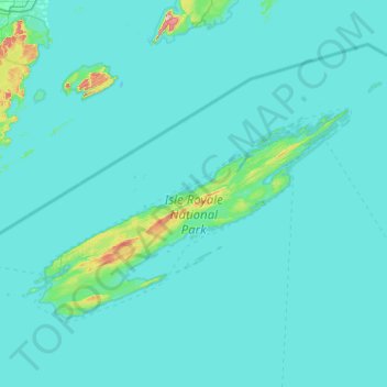 Топографическая карта Isle Royale National Park, высота, рельеф