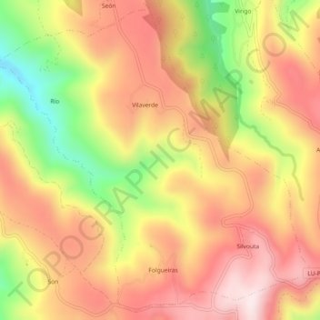 Топографическая карта Folgueiras, высота, рельеф
