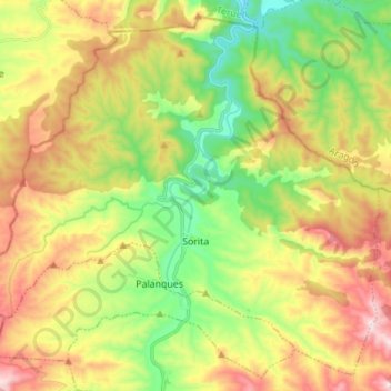 Топографическая карта Zorita del Maestrazgo, высота, рельеф