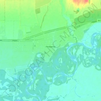 Топографическая карта Нежинка, высота, рельеф