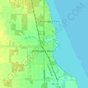 Топографическая карта Winnipeg Beach, высота, рельеф