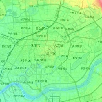 Топографическая карта Shenhe District, высота, рельеф