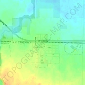 Топографическая карта Walnut Grove, высота, рельеф